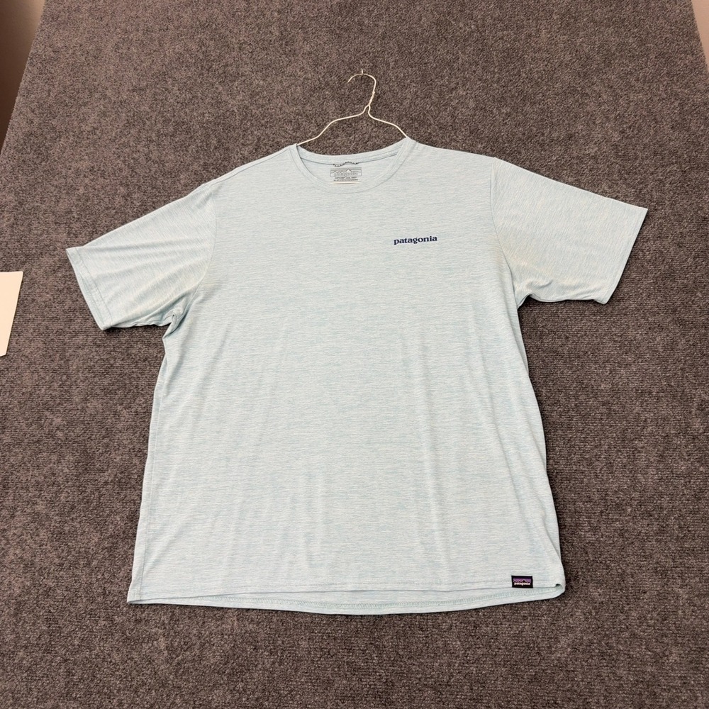 Patagonia T Shirt Mens L Blue Polyester Capilene Cool Daily Graphic Outdoor Gorp